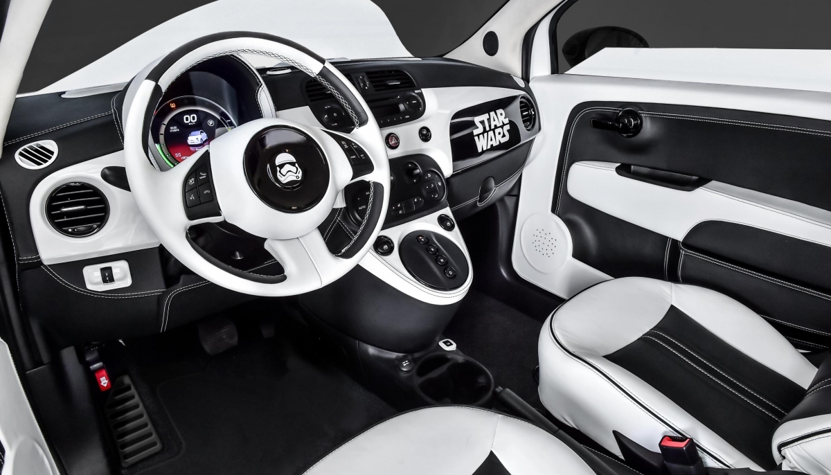 THE FIAT BRAND DISPLAYS CUSTOM PAINTED FIAT 500e STAR WARS